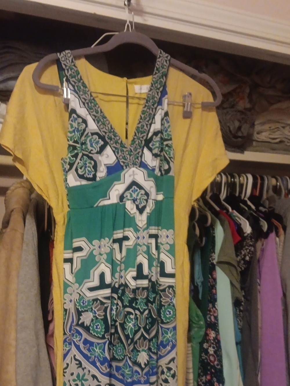 Hale Bob Multicolor Green Blue Yellow Maxi Dress
